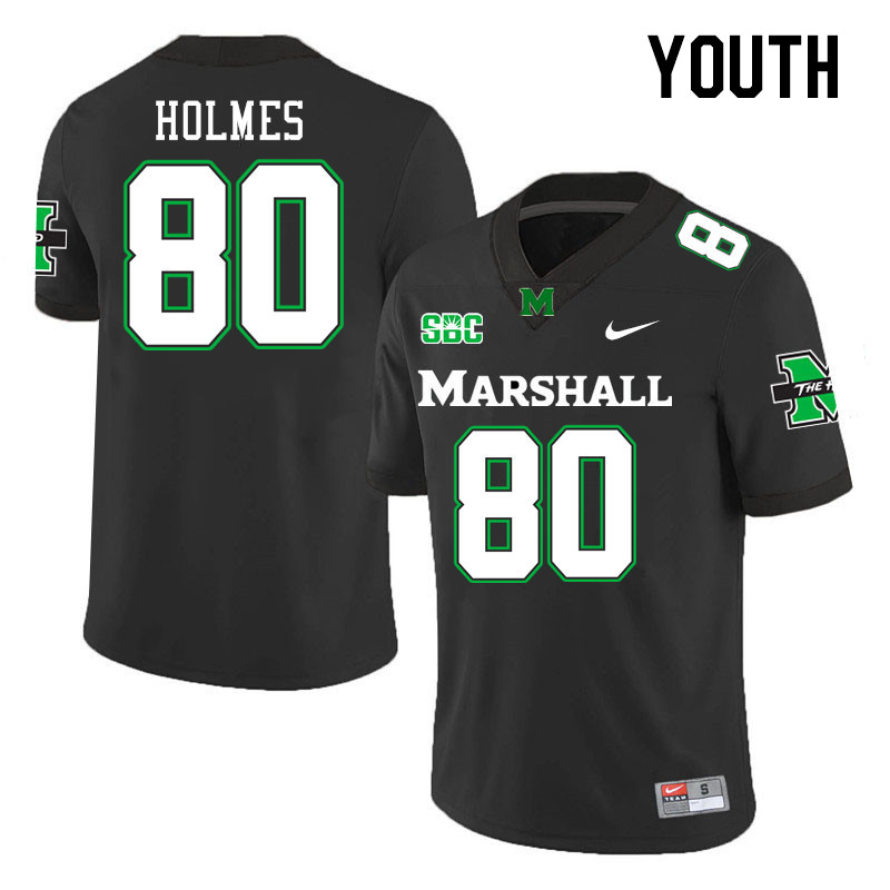 Youth #80 Justin Holmes Marshall Thundering Herd SBC Conference College Football Jerseys Stitched-Bl